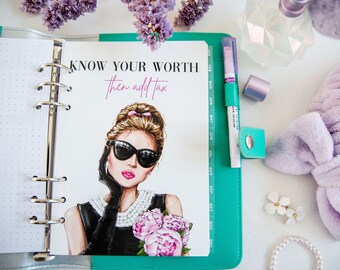 Conozca su valor y luego agregue impuestos, panel A5 para planificadores de anillos A5, se adapta al planificador Filofax o Kikki K