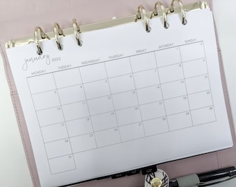 A5 Monthly Planner Refill, 100gsm Paper, 6-Hole Punched