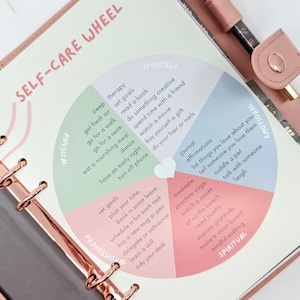 A5 Self-Care Wheel Planner Dashboard