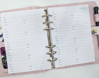 Inserti per registro di lettura A5 / Book Tracker, ricarica Filofax Kikki K
