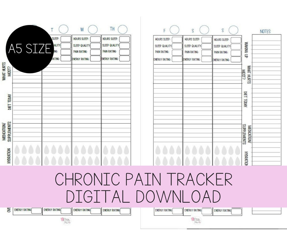 A5 Chronic Pain Tracker Digital Download Planner Insert Etsy