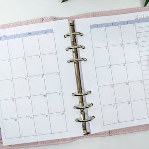Inserciones de planificador mensual de tamaño personal: vista mensual para planificadores Filofax, Planner Peace o Kikki K. Planificador 2026.