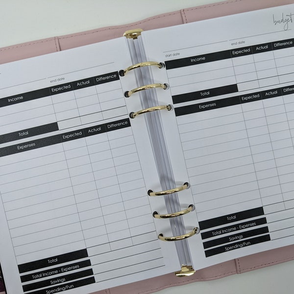 A5 BUDGET planner inserts | bedrukte inserts |  Begroting en Financiën | Uitgaven en inkomen tracker | Voor grote Kikki k of Filofax A5 planner