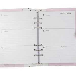 Recambio para agenda A5 2026 - Semana horizontal sencilla en dos páginas - Recambio para agenda semanal Filofax, Kikki K Planner Peace
