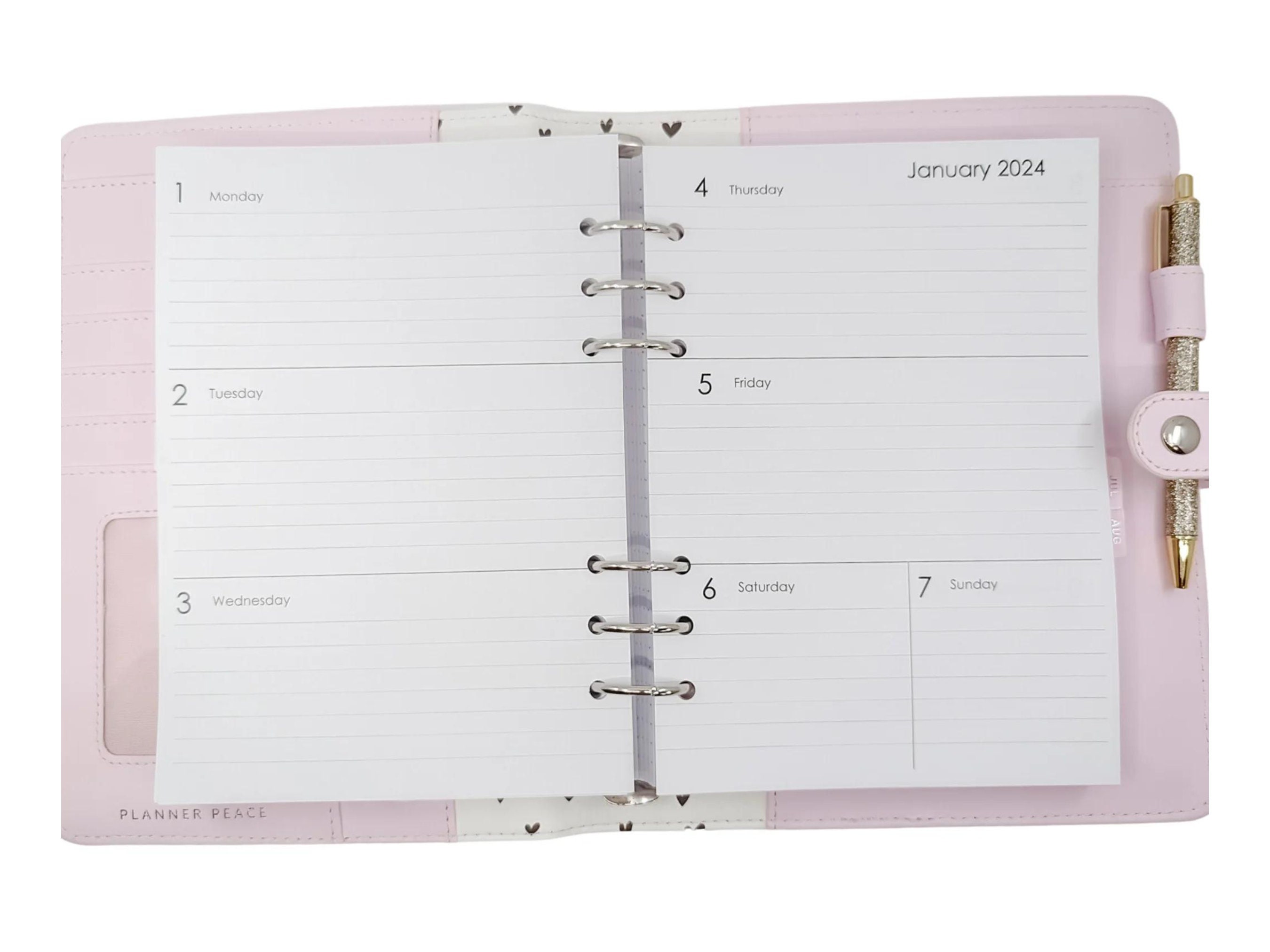 A5 2024 Horizontal Week on Two Pages Printed Planner Inserts 