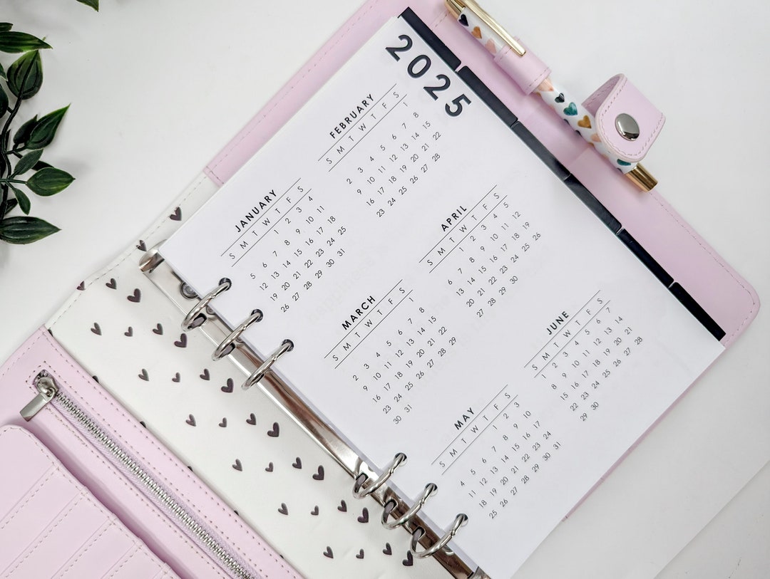 2025 Yearly Planner - Year on One Page - Year at a Glance A5 Planner ...