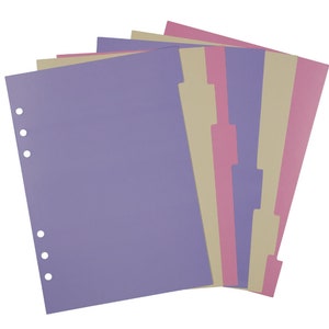 A5 6 tab planner dividers, Pink Multi design