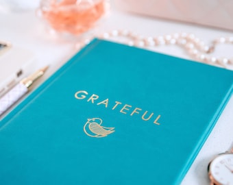 Gratitude Journal by Planner Peace - gift for her - vegan leather cover and undated pages