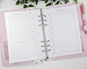 Insertos de agenda A5: diseño semanal y listas de tareas para Filofax