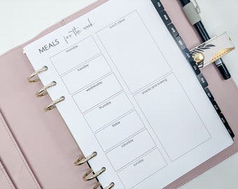 Inserti per pianificatore pasti e spuntini A5 / Kikki K, ricarica Filofax