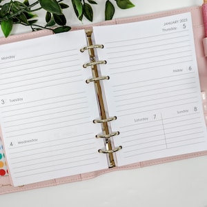 Recambio de planificador horizontal B6 para planificadores de tamaño B6: compatible con recambios de planificador semanal B6 Kikki K y Planner Peace