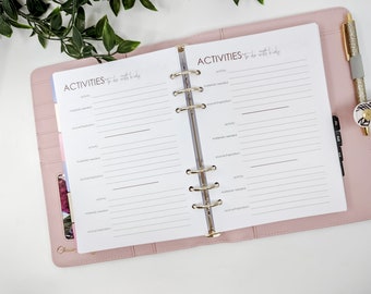 A5 stampato inseguitori di attività per bambini inserti pianificatore per A5 agende stampate A5 planner ricarica planner ricarica per filofax kikki k ecc