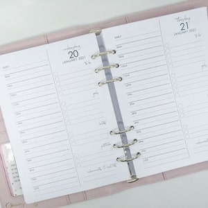 A5 Day on One Page DO1P printed planner inserts | Productivity Focus | daily planner | A5 planner refill Filofax Kikki K