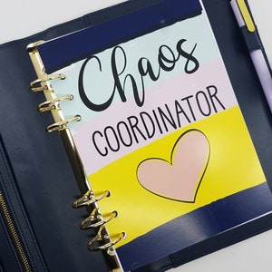 Chaos Coordinator Planner Dashboard, A5, B6 or Personal Size Dashboard for ring planners, fits Filofax or Kikki K planner