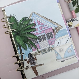 Panel del planificador de días de verano, B6 o panel de tamaño personal para planificadores de anillos, se adapta al planificador Filofax o Kikki K