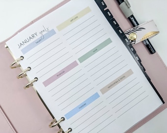 A5 Monthly Goals Planner Inserts | printed planner inserts  | A5 planner inserts | goal planner inserts | large kikki  filofax agenda refill