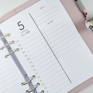 A5 Daily Planner Refill - Monochrome Style. 2026 planner, 2025 planner inserts for A5 Ring Planners like Kikki.K, Filofax refill.