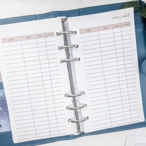 Gedruckt Persönliche Größe Shopping Wish List | Nachfüllpack für Planer-Einlagen | Wunschliste Planer Einsätze | Filofax MM Agenda