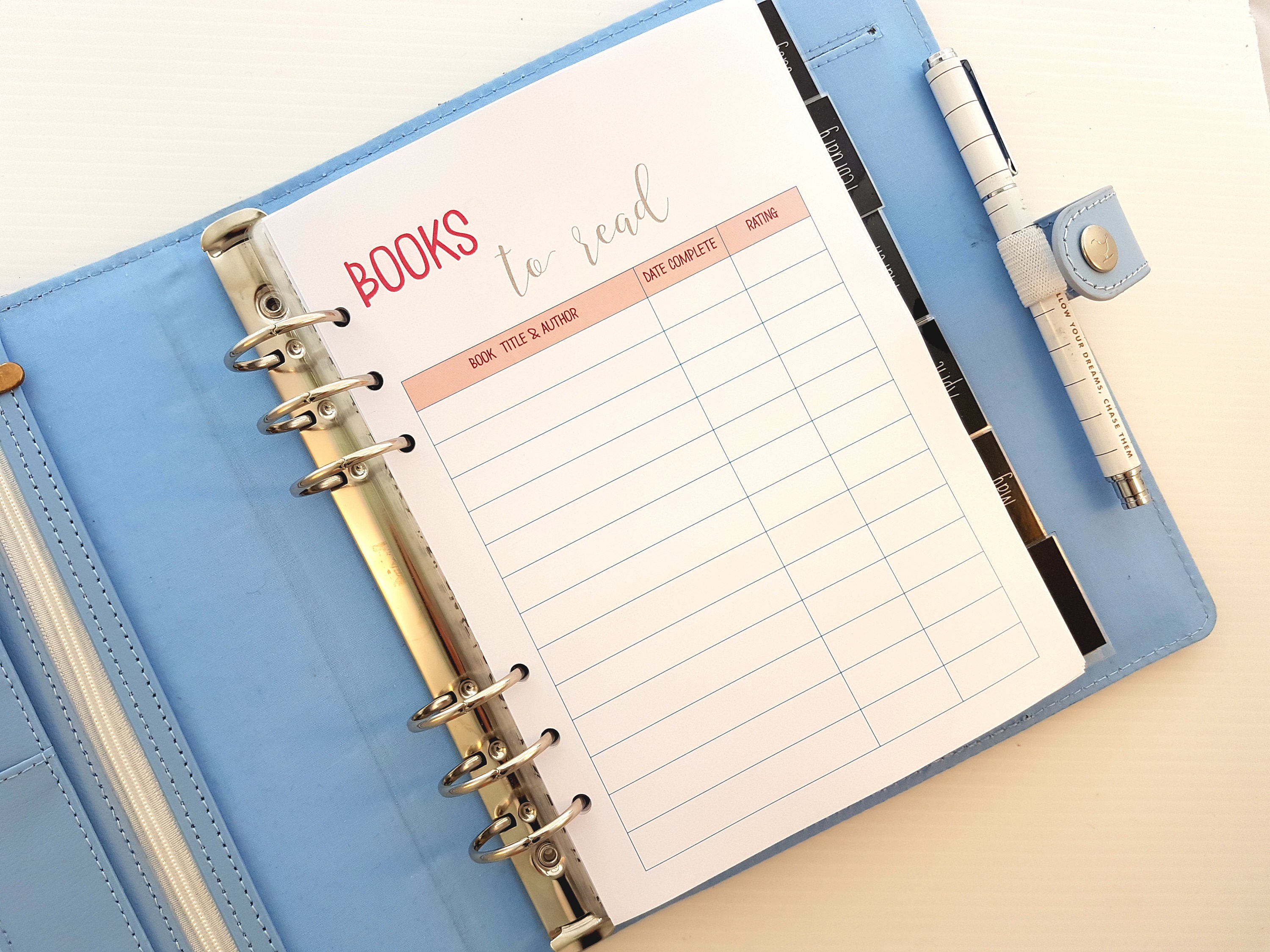 A5 Books to Read Printed Planner Inserts x 10 double sided Etsy