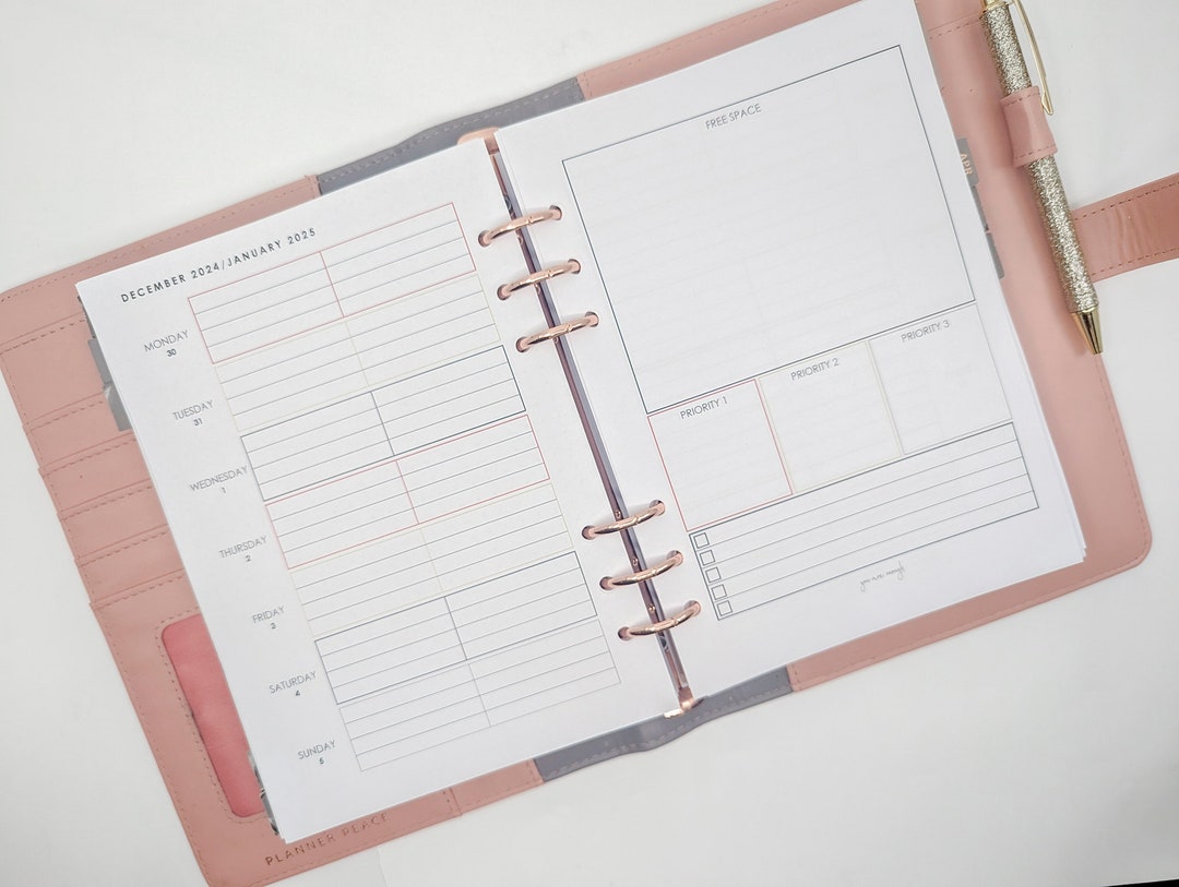 ADHD Planner Refill Inserts for A5 Ring Planner Like Planner Peace, Kikki.k or Filofax. 2024 