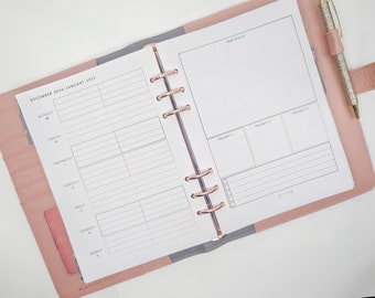 Recambio de agenda para TDAH: insertos de agenda para carpetas de anillas A5 como Planner Peace, Kikki.K o Filofax. Recambio de agenda 2026 impreso para ti.