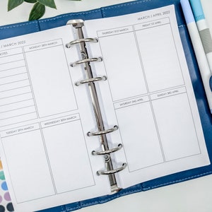 Recambio de planificador semanal de tamaño personal / insertos para planificador de tamaño personal - estilo caja vertical