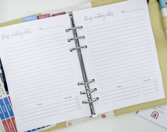 A5 Staff Meeting Planner Inserts | Teacher Planner Refill