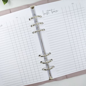 Inserciones A5 &#39;Last Time&#39; / registro del hogar / fechas clave / inserciones de planificador impreso / recambio de planificador para Filofax Kikki K grande