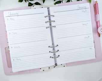 A5 Wochenplaner und Filofax oder Kikki.K Refill – Horizontales Layout, 6-fach Lochung