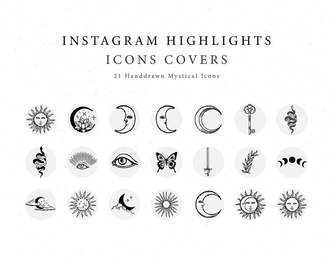 Instagram Story Highlights Cover Icons Mystical Handdrawn Etsy