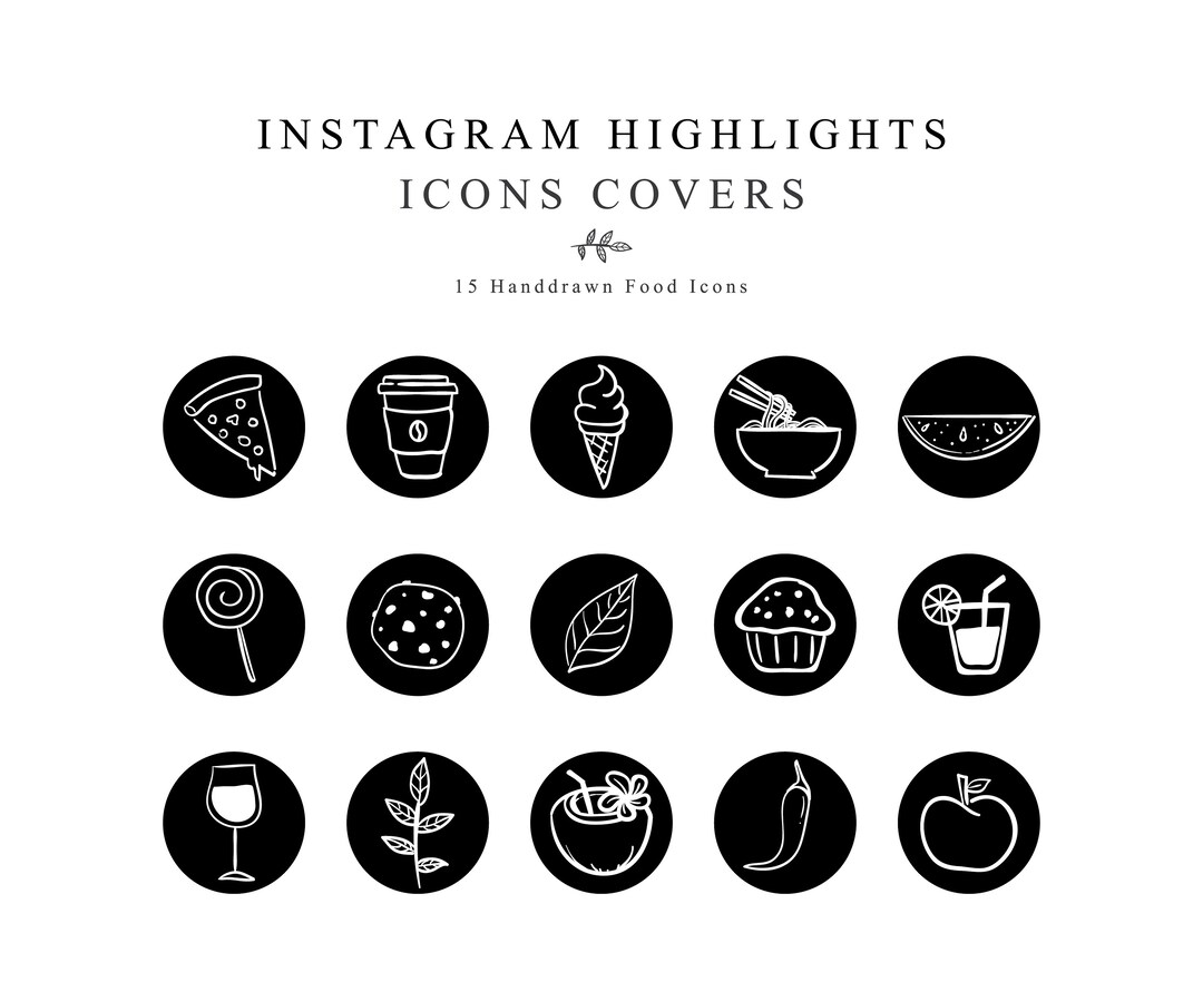Instagram Story Highlights Cover Icons Food Handdrawn Icons - Etsy