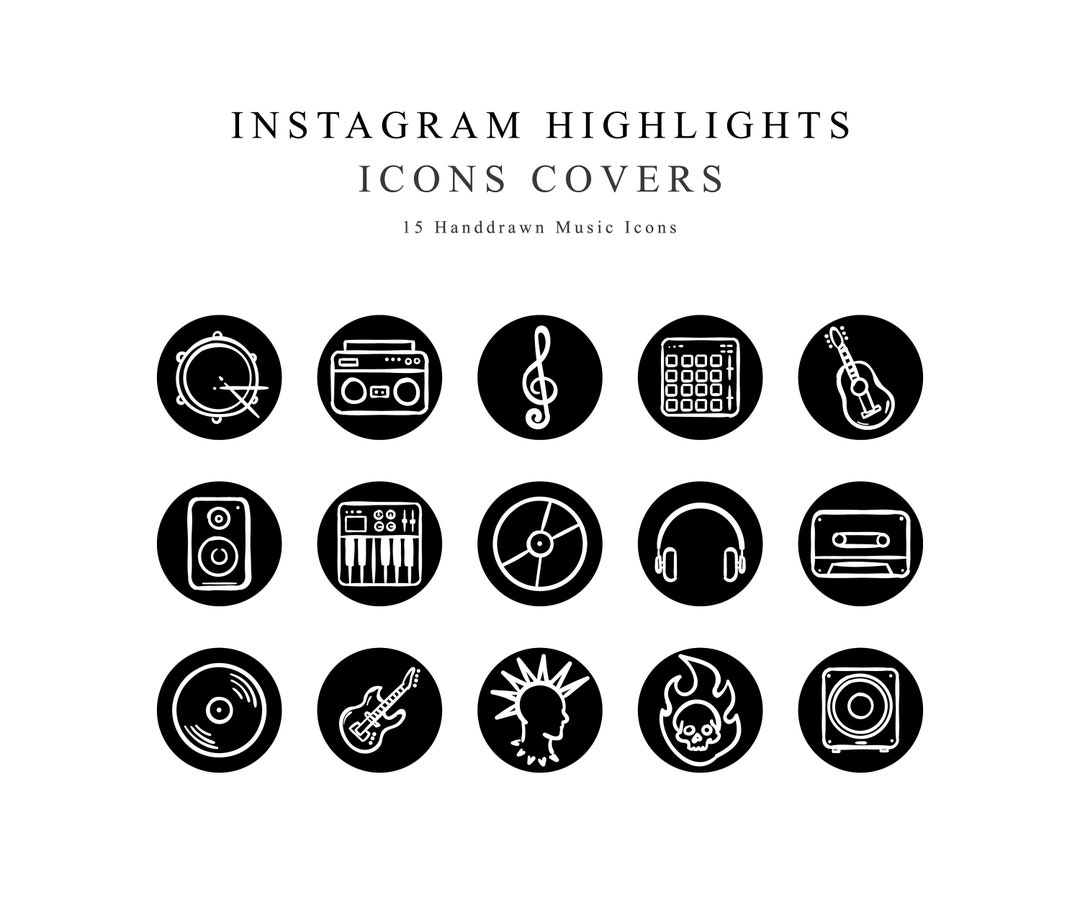 Buy Instagram Story Highlights Cover Icons Music Handdrawn Icons ...