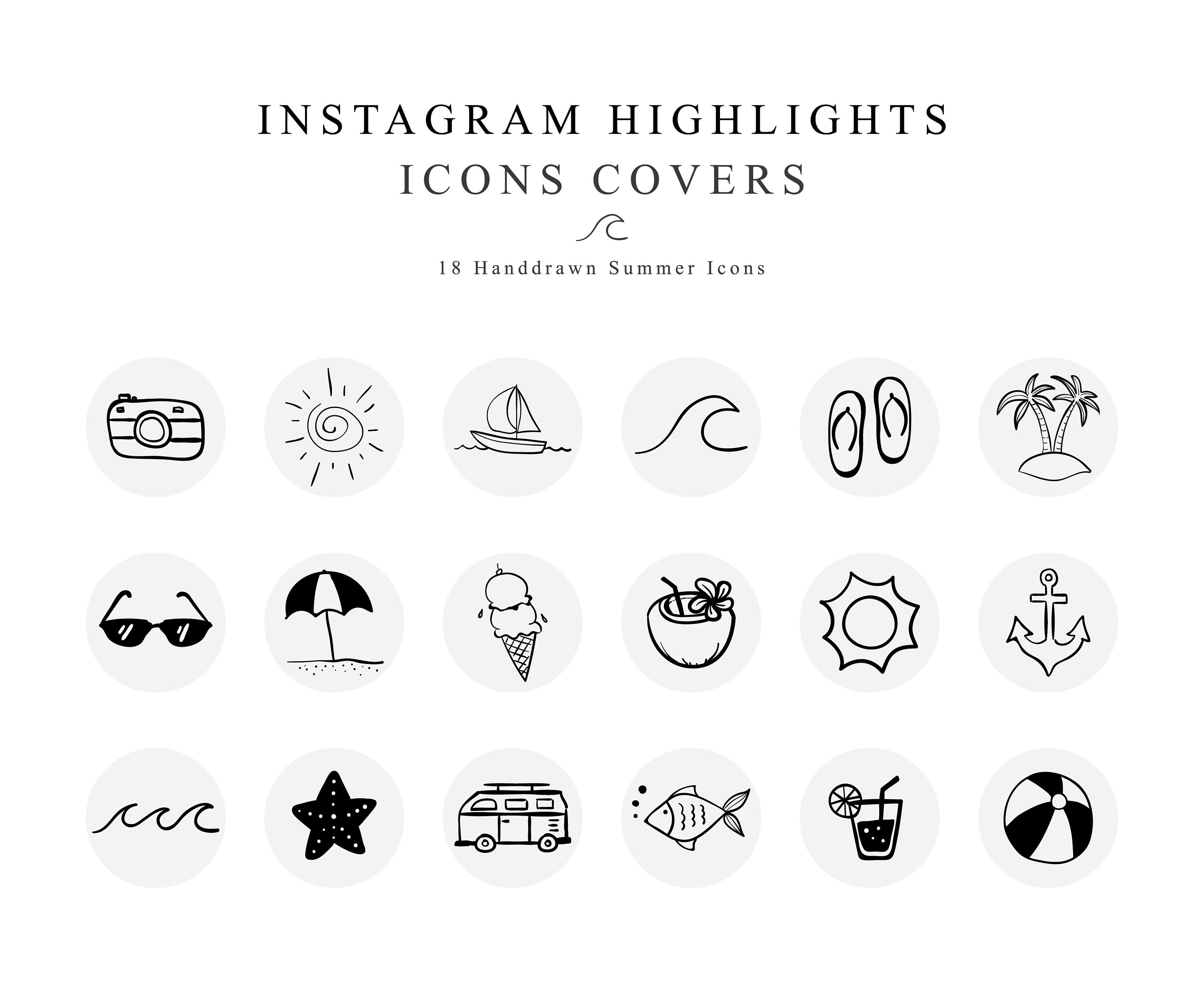 Instagram Story Highlights Cover Icons BUNDLE Handdrawn Etsy