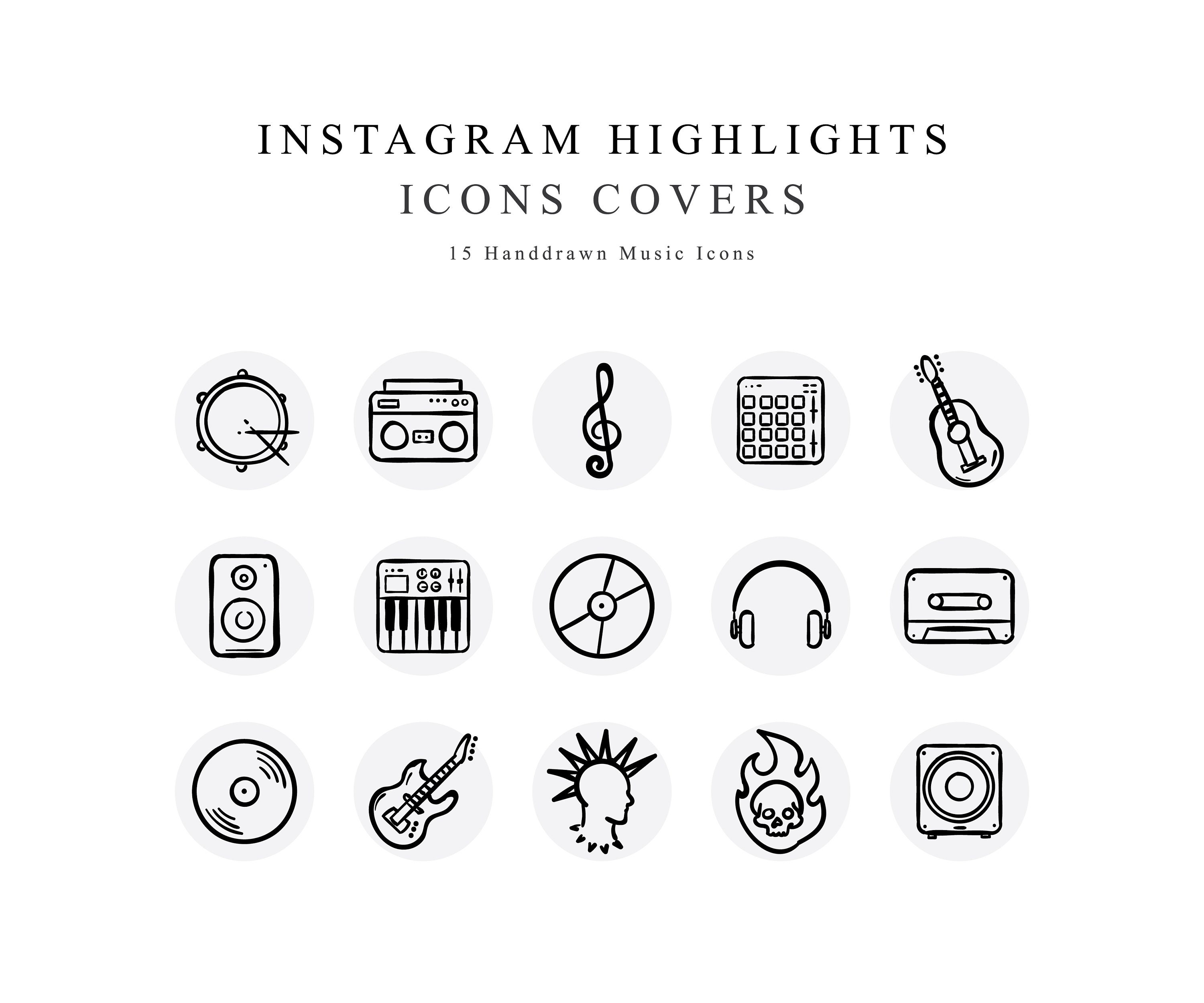 Instagram Story Highlights Cover Icons Music Handdrawn Icons Etsy