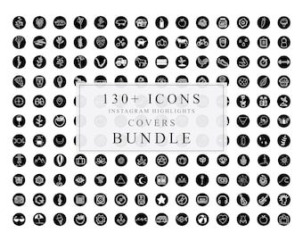 Instagram Story Highlights Cover Icons BUNDLE - Handdrawn Icons Bundle - White on Black Handdrawn Icons Covers for Instagram