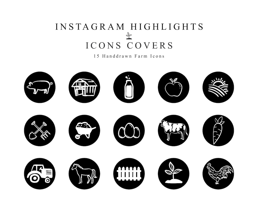 Instagram Story Highlights Cover Icons Farm Handdrawn Icons White on ...
