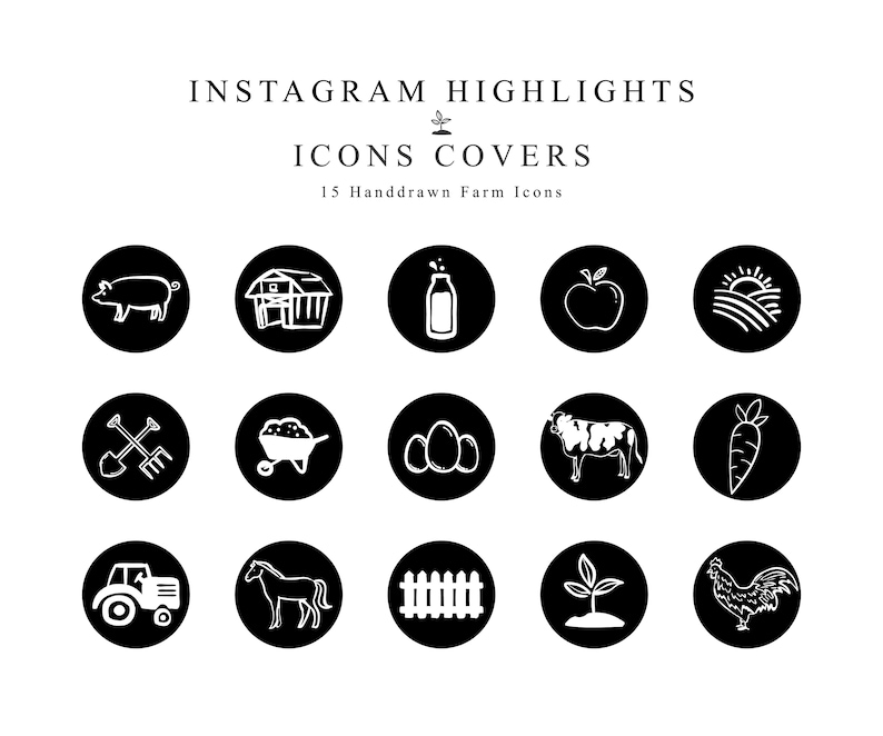 Instagram Story Highlights Cover Icons Farm Handdrawn Icons - Etsy