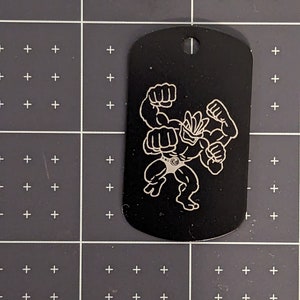 Machomp Key Chain Laser Engraved Pokemon Machamp Keychain Dog Tag - Etsy