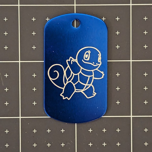 Laser Engraved Pokemon Squirtle Keychain Dog Tag