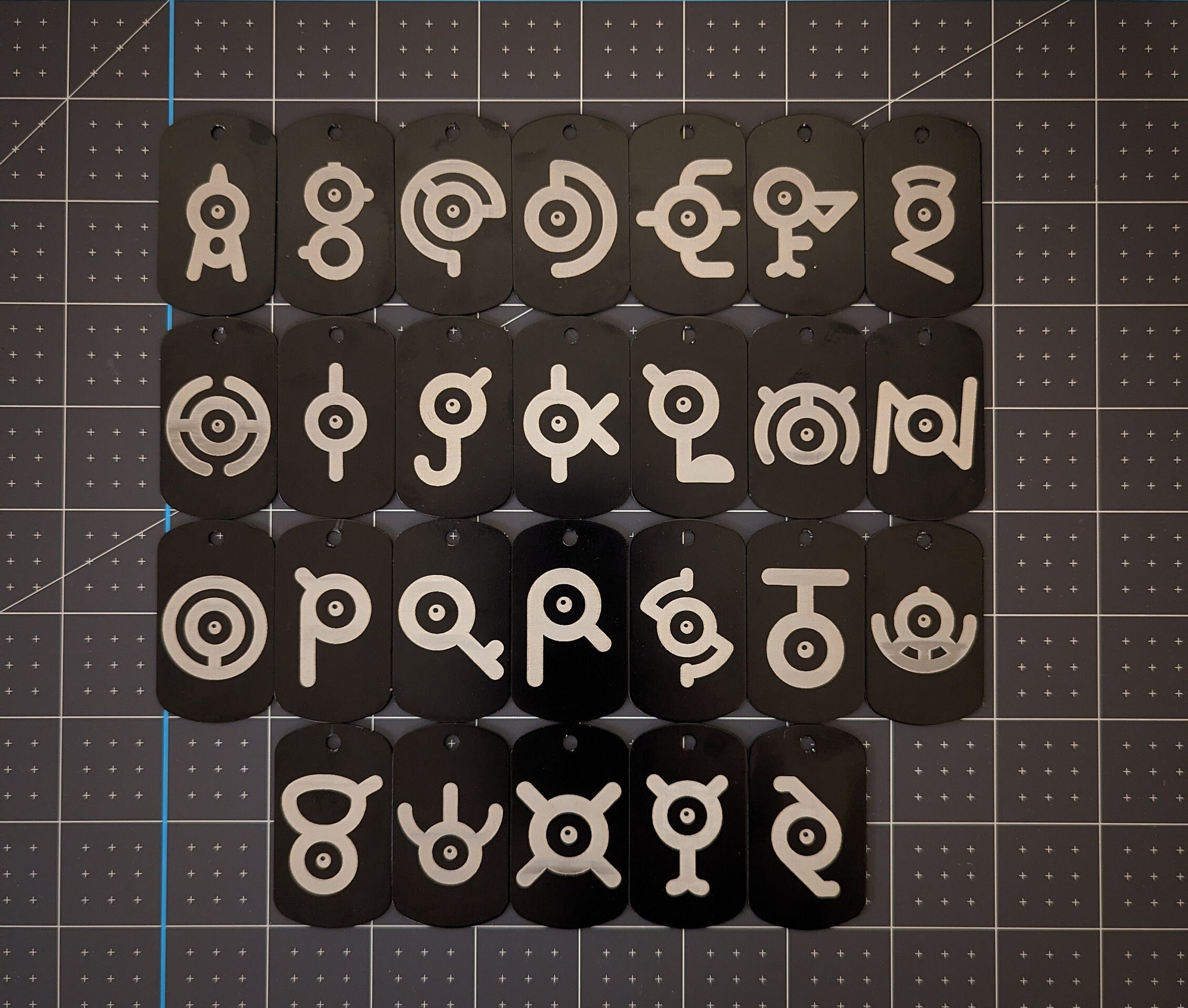 Laser Engraved Pokemon Unown Letter Keychain Dog Tag - Etsy