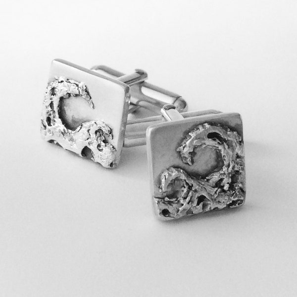Handmade Silver Cufflinks. For all fans of the sea, surf, beach or ocean these are fabulous cuff links for water-lovers everywhere!