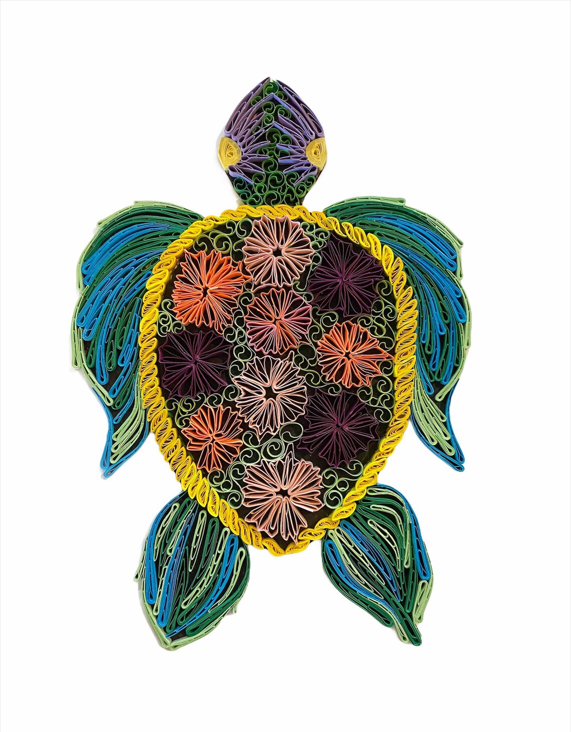 Quilled Sea Turtle Wall Decor Paper Art Turtle Art 8x10 Etsy