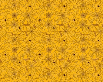 Hershey Halloween Cotton Fabric by the Yard- Celebrate with Hershey Spiderweb Yellow -C11982-Yellow  Riley Blake Designs