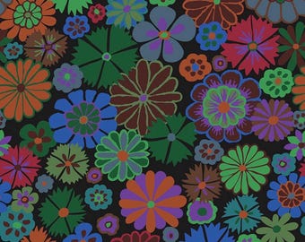 Kaffe Fassett Collective August 2024 Folk Flower in dark new release. Sold by the yard, bright beautiful flowers PWGP204 dark, sold by yard