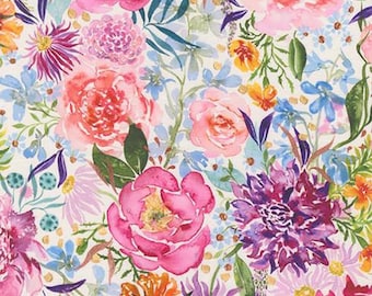 Watercolor Floral Cotton Fabric – Moda Soulstice, Midsummer Bloom