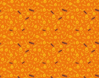 Hershey Halloween Cotton Fabric by the Yard- Celebrate with Hershey Pumpkins-Orange- C11983-Orange -Riley Blake Designs