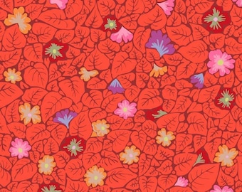 Leaves Red Fabric: Kaffe Fassett from the archives, Free Spirit Fabrics, sold by the yard- PWGP030.RED