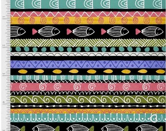 P and B textiles Fish Fest cotton fabric