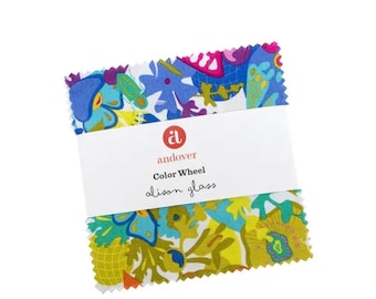 Color Wheel , charm pack, 5x5, 42 pieces, factory cut. Alison Glass