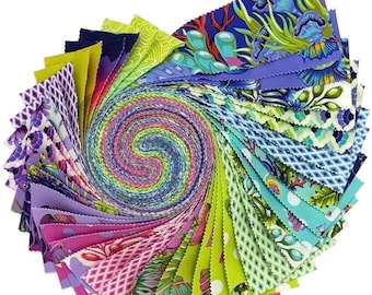 Tula Pink Floral Reef Jelly Roll 40 Fabric Strips- 2.5 x 42”